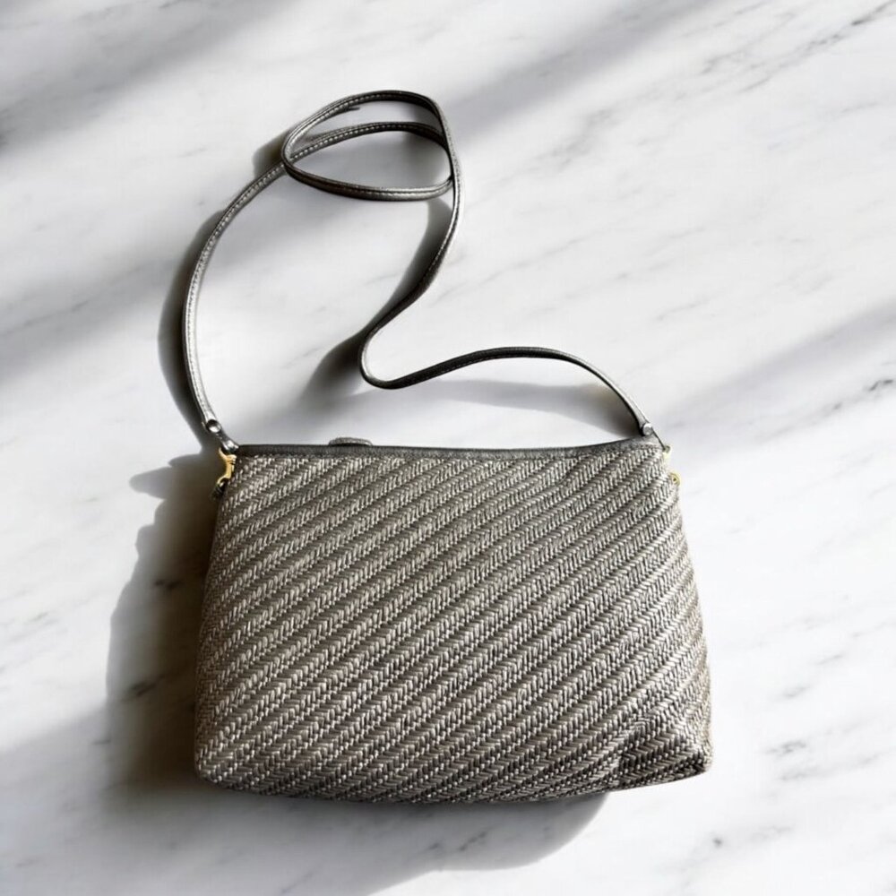 Vintage Tano Black‎ Gray Woven Braided Style Crossbody Purse